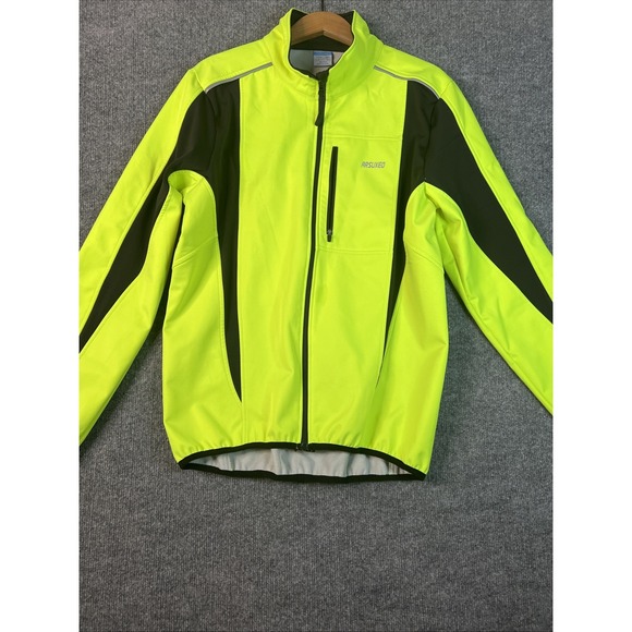 Arsuxeo Men's Cycling Jacket Hi Vis Yellow Reflective Windbreaker size L - Picture 1 of 13